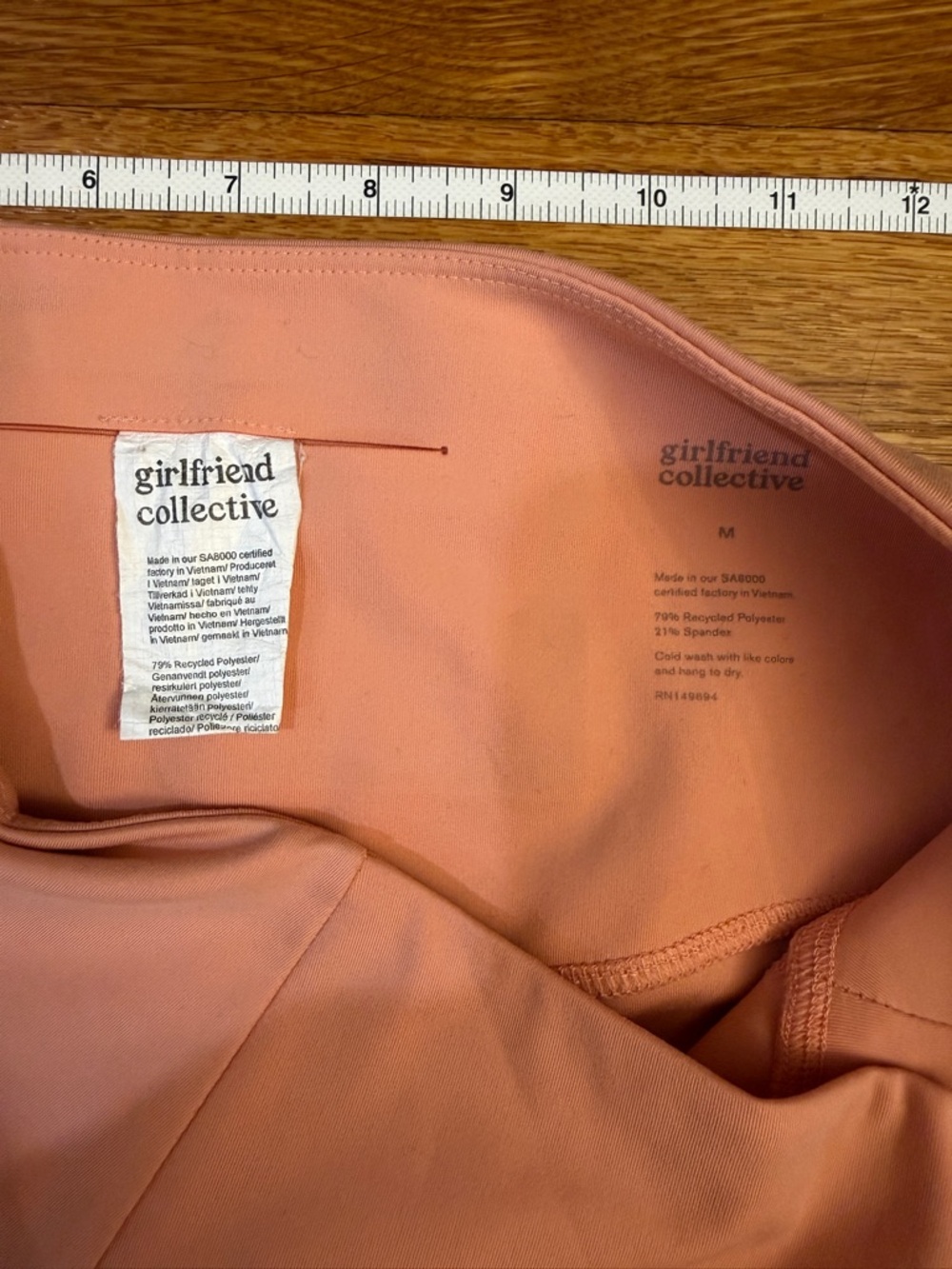 Girlfriend Collective High Rise 23" Inseam Leggings Light Orange - Size Medium - Picture 3 of 5